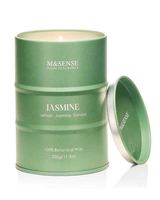 M&SENSE Jasmin Duftkerze, natürlich, nicht giftig, 11,3 oz, 70 Stunden Brenndauer, Aromatherapie-Kerze für Stressabbau, Meditation, Entspannung, Geschenk für Männer und Frauen