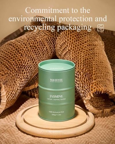 M&SENSE Jasmin Duftkerze, natürlich, nicht giftig, 11,3 oz, 70 Stunden Brenndauer, Aromatherapie-Kerze für Stressabbau, Meditation, Entspannung, Geschenk für Männer und Frauen
