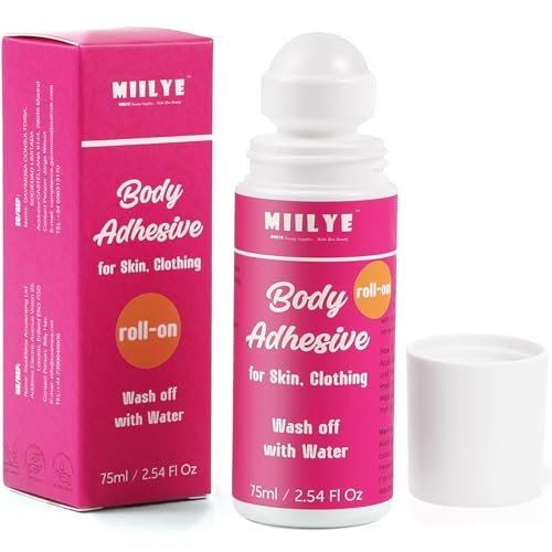 MIILYE Körperkleber Roll-On für Haut & Kleidung 2,54 Oz – Schweißresistent, mit Wasser abwaschbar – Modekleber für Tänzer, Socken, Strümpfe, Trikots, BHs, Perücken, Kostüme