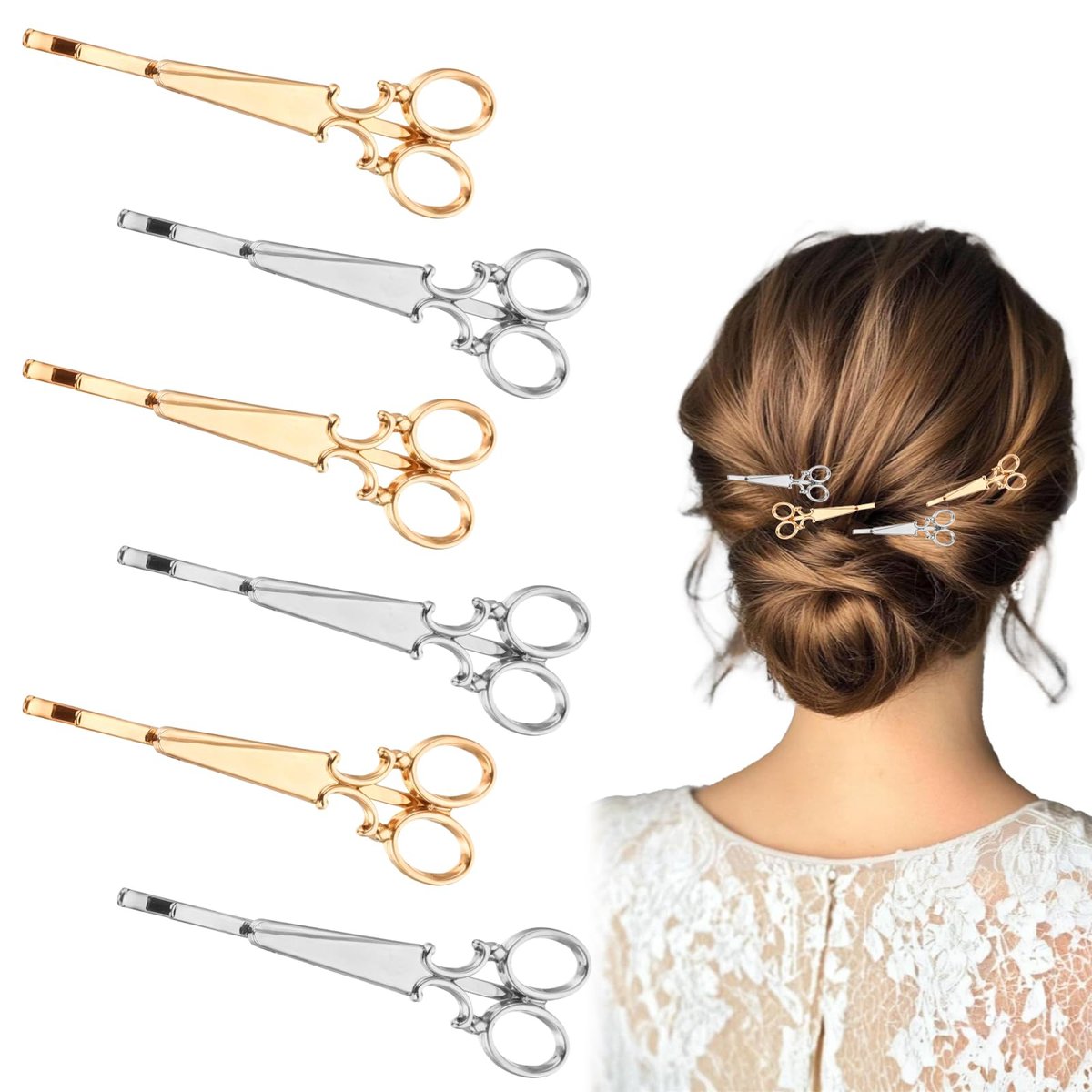 Haarstylist Geschenk: 6 Friseur-Scheren-Haarclips, Haarspangen, Nadeln für Frauen, Mädchen, Friseure und Kosmetikerinnen – Abschlussgeschenk für Friseure, Beautician-Geschenke zu Weihnachten, Geburtstagen