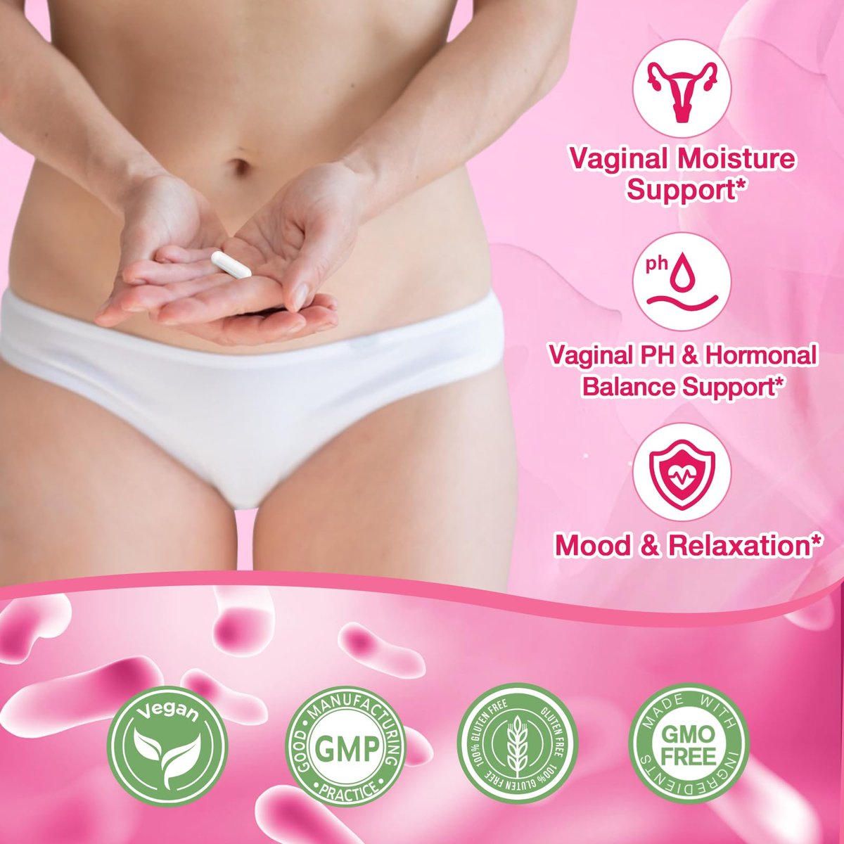 Totaria Vaginale Probiotika für Frauen – 30-in-1 Vaginalfeuchtigkeit mit Slippery Elm Bark, Hyaluronsäure, Bockshornklee – 120 Kapseln