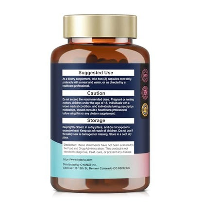 Totaria Vaginale Probiotika für Frauen – 30-in-1 Vaginalfeuchtigkeit mit Slippery Elm Bark, Hyaluronsäure, Bockshornklee – 120 Kapseln