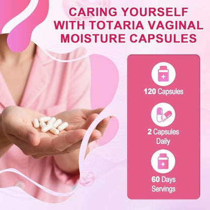Totaria Vaginale Probiotika für Frauen – 30-in-1 Vaginalfeuchtigkeit mit Slippery Elm Bark, Hyaluronsäure, Bockshornklee – 120 Kapseln