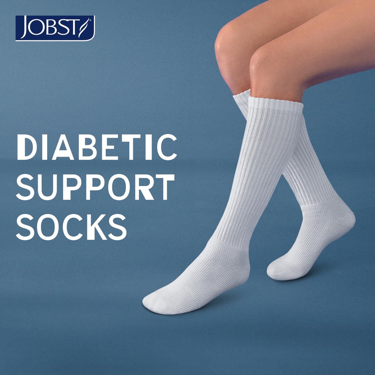JOBST SensiFoot Diabetische Kompressionsstrümpfe für Damen und Herren 8-15 mmHg mit nahtloser Zehenpartie und Feuchtigkeitsmanagement – Extra Polsterung im Zehen-, Fuß- und Fersenbereich – Kniestrümpfe – Geschlossene Zehen – Weiß, X-Large