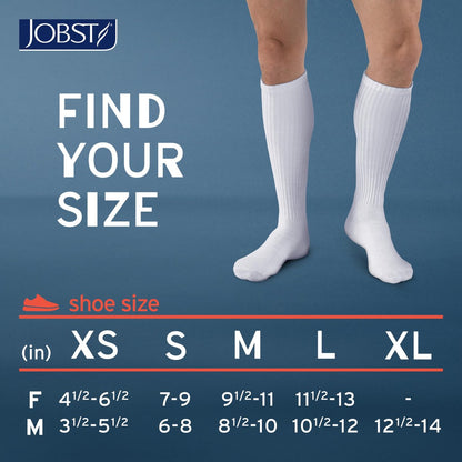 JOBST SensiFoot Diabetische Kompressionsstrümpfe für Damen und Herren 8-15 mmHg mit nahtloser Zehenpartie und Feuchtigkeitsmanagement – Extra Polsterung im Zehen-, Fuß- und Fersenbereich – Kniestrümpfe – Geschlossene Zehen – Weiß, X-Large
