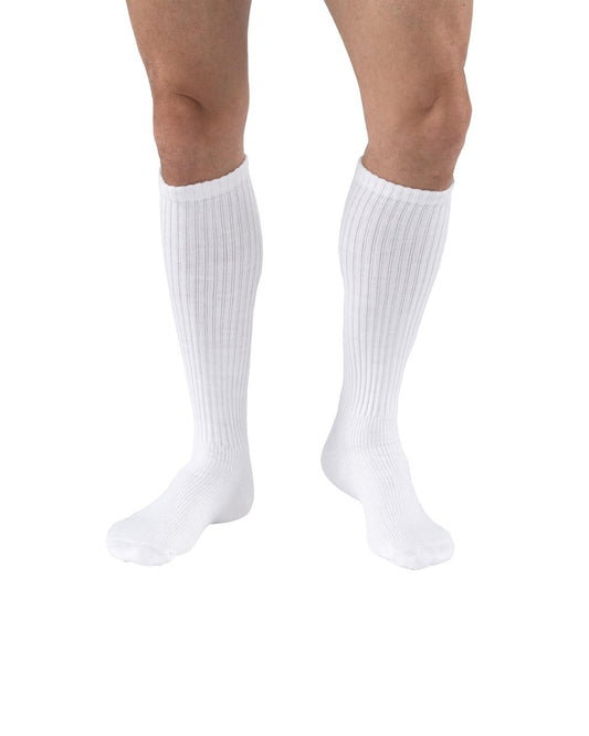 JOBST SensiFoot Diabetische Kompressionsstrümpfe für Damen und Herren 8-15 mmHg mit nahtloser Zehenpartie und Feuchtigkeitsmanagement – Extra Polsterung im Zehen-, Fuß- und Fersenbereich – Kniestrümpfe – Geschlossene Zehen – Weiß, X-Large