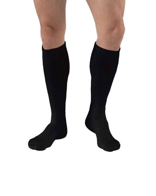 JOBST SensiFoot Diabetische Kompressionsstrümpfe für Damen und Herren 8-15 mmHg mit nahtloser Zehenpartie und Feuchtigkeitsmanagement - Extra Polsterung im Zehen-, Fuß- und Fersenbereich - Kniestrümpfe - Geschlossene Spitze - Schwarz, Large