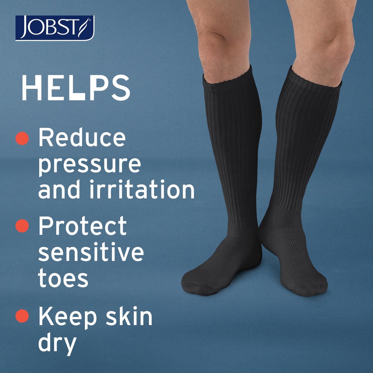 JOBST SensiFoot Diabetische Kompressionsstrümpfe für Damen und Herren 8-15 mmHg mit nahtloser Zehenpartie und Feuchtigkeitsmanagement - Extra Polsterung im Zehen-, Fuß- und Fersenbereich - Kniestrümpfe - Geschlossene Spitze - Schwarz, Large