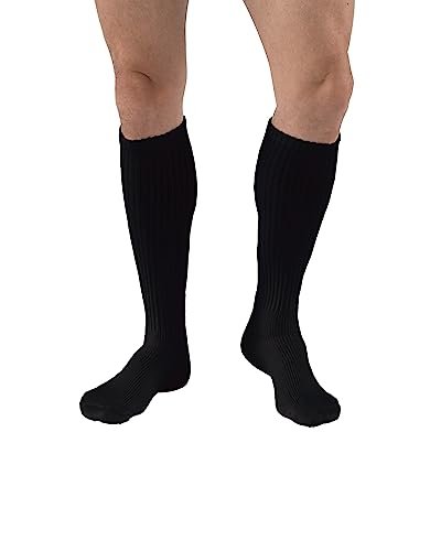 JOBST SensiFoot Diabetische Kompressionsstrümpfe für Damen und Herren 8-15 mmHg mit nahtloser Zehenpartie und Feuchtigkeitsmanagement - Extra Polsterung im Zehen-, Fuß- und Fersenbereich - Kniestrümpfe - Geschlossene Spitze - Schwarz, Large