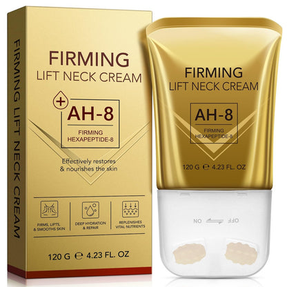 WLCTJIAYOU AH-8 Festigende Halscreme mit Roller - Anti-Aging Feuchtigkeitscreme für Hals & Dekolleté - Strafft, Glättet, Hydratisiert tiefenwirksam, Reduziert feine Linien & Fältchen - Für schlaffe, faltige Haut - 125 ml