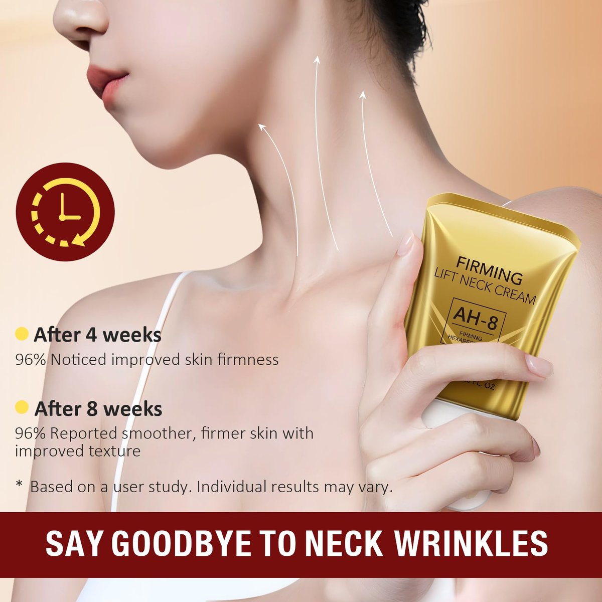 WLCTJIAYOU AH-8 Festigende Halscreme mit Roller - Anti-Aging Feuchtigkeitscreme für Hals & Dekolleté - Strafft, Glättet, Hydratisiert tiefenwirksam, Reduziert feine Linien & Fältchen - Für schlaffe, faltige Haut - 125 ml