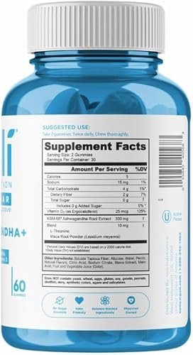 Goli Zero Sugar Ashwagandha Gummis mit KSM-66, L-Theanin, Maca und Vitamin D – Ohne Zuckeralkohole – Vegan, Keto-freundlich, Nicht-GVO