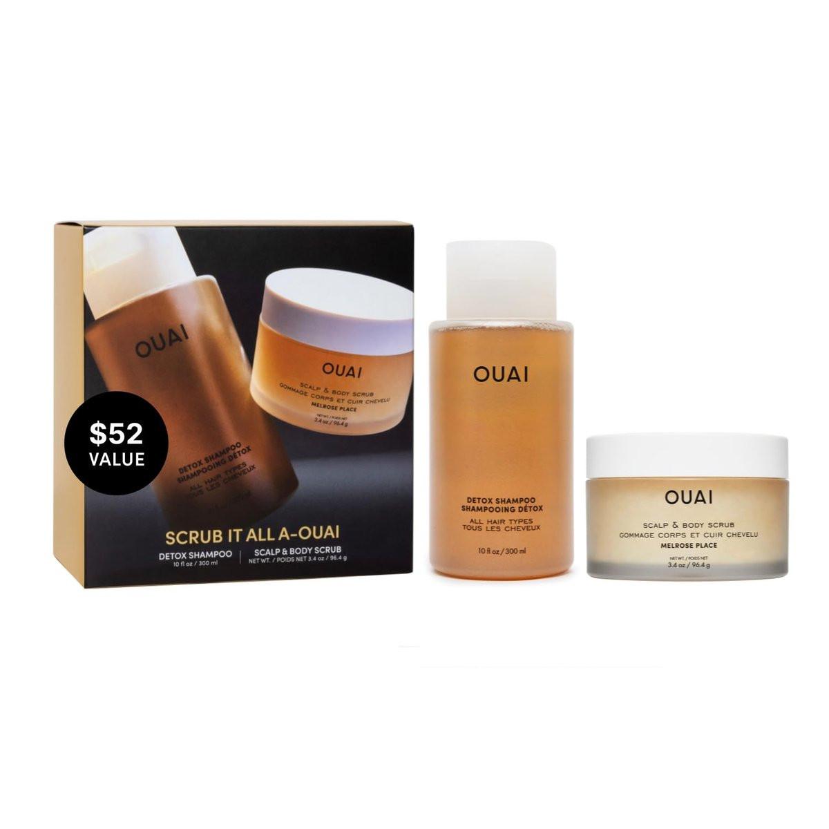 OUAI Hair Care Set – Klärendes Shampoo & Peeling-Scalp-Scrub – Tiefenreinigung & Balance – Haarpflegeset mit Detox-Shampoo & Reisegröße Zucker-Scrub für die Kopfhaut (2-teilig)