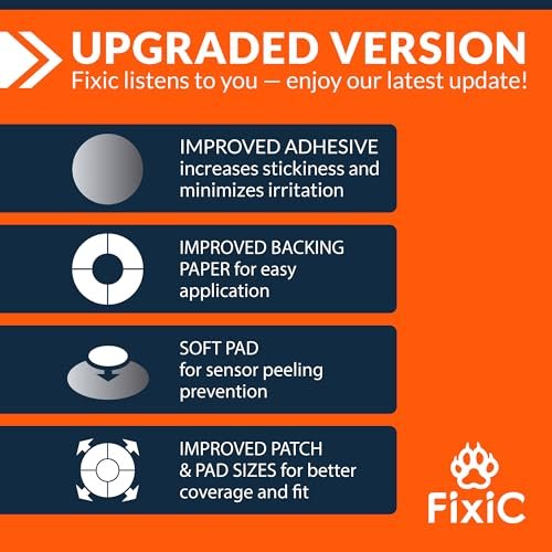 Fixic Libre 3 Sensor Covers - 25er Pack - Freestyle Klebepflaster für Libre 3 & Plus Sensoren - Kein Kleber in der Mitte - Vorgeschnittene Rückseite - Die beste Fixierung für Ihren Sensor! (Upgraded, Transparent)