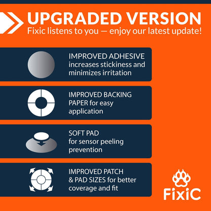 Fixic Libre 3 Sensor Covers - 25er Pack - Freestyle Klebepflaster für Libre 3 & Plus Sensoren - Kein Kleber in der Mitte - Vorgeschnittene Rückseite - Die beste Fixierung für Ihren Sensor! (Upgraded, Transparent)