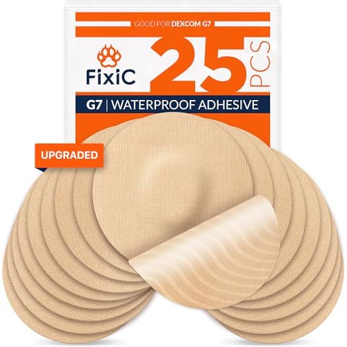 Fixic G7 Over Patches – 25er-Pack – Premium Klebepflaster kompatibel mit Dexcom G7 & Stelo CGM – wasserdicht, vorgeschnitten, hautfreundlich – für langanhaltenden Halt deines Sensors (Tan, verbesserte Version)
