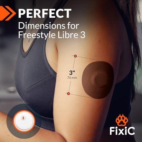 Fixic Libre 3 Sensor Covers - 25er Pack - Freestyle Klebepflaster für Libre 3 & Plus Sensoren - Kein Kleber in der Mitte - Vorgeschnittene Rückseite - Die beste Fixierung für Ihren Sensor! (Verbessert, Coffee)