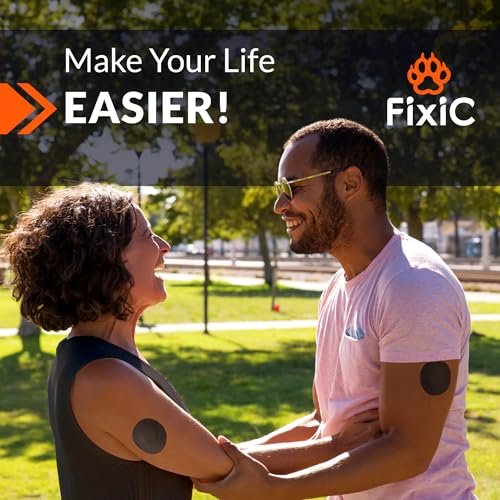 Fixic Libre 3 Sensorabdeckungen - 25 Stück - Freestyle Haftpflaster für Libre 3 & Plus Sensoren - Kein Kleber in der Mitte - Vorgeschnittenes Trägerpapier - Die beste Fixierung für Ihren Sensor! (Upgraded, Schwarz)