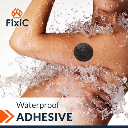 Fixic Libre 3 Sensorabdeckungen - 25 Stück - Freestyle Haftpflaster für Libre 3 & Plus Sensoren - Kein Kleber in der Mitte - Vorgeschnittenes Trägerpapier - Die beste Fixierung für Ihren Sensor! (Upgraded, Schwarz)