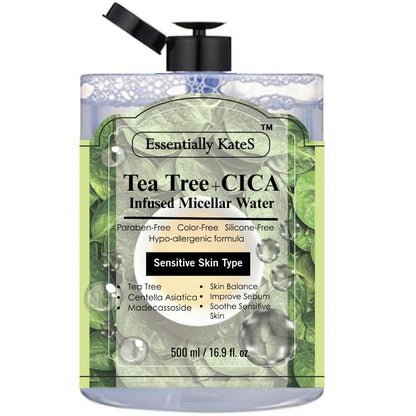 Essentially KateS Korean Micellar Water Makeup Remover 16,9 Fl Oz – Kein Stechen, kein Spannen, kein Austrocknen – Superfeuchtes, kein Spülen erforderliches Gesichtsreinigungsmittel für empfindliche Haut