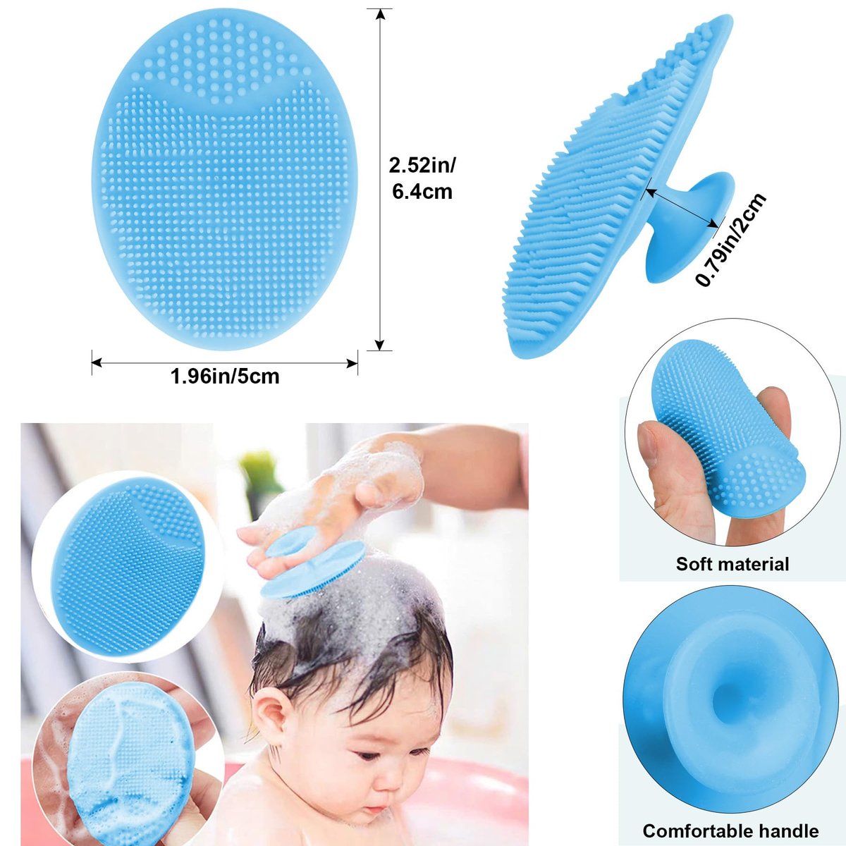 Molylove Baby Haarbürste mit Holzgriff und Kamm Set für Neugeborene & Kleinkinder | Naturweiche Ziegenborsten | Holzkamm | Blau | Ideal gegen Milchschorf (3-teilig)