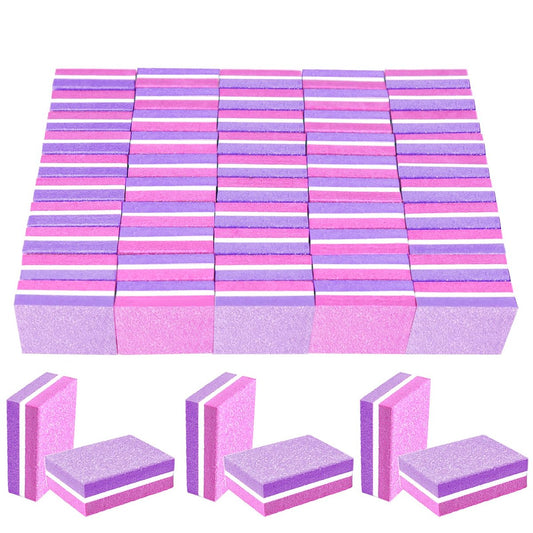 50 Stück Schwamm-Nagelfeilen, 100/180 Grit Mini-Nagelfeilen, Mini-Buffer-Block-Nagelfeile für Acryl- und Naturnägel, doppelseitige Polierblöcke für Maniküre und Pediküre, für Salon und Zuhause (Pink-Lila)