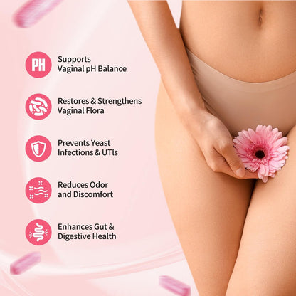 BAKAKOUL Vaginal Probiotikum mit Präbiotika & Lactobacillus-Mischung für Frauen – pH-Balance, vaginale Gesundheit, Reduzierung von Vaginalgeruch & vaginaler Flora – 100 Kapseln