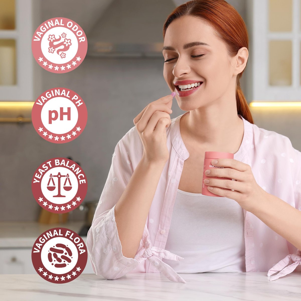 BAKAKOUL Vaginal Probiotikum mit Präbiotika & Lactobacillus-Mischung für Frauen – pH-Balance, vaginale Gesundheit, Reduzierung von Vaginalgeruch & vaginaler Flora – 100 Kapseln