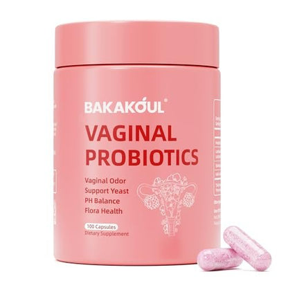 BAKAKOUL Vaginal Probiotikum mit Präbiotika & Lactobacillus-Mischung für Frauen – pH-Balance, vaginale Gesundheit, Reduzierung von Vaginalgeruch & vaginaler Flora – 100 Kapseln