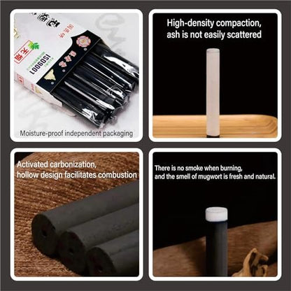 Rauchlose Moxa-Sticks 5 Stück – Kein Rauch bei der Moxibustion, aus reiner Beifußkohle, 1x5 Rollen