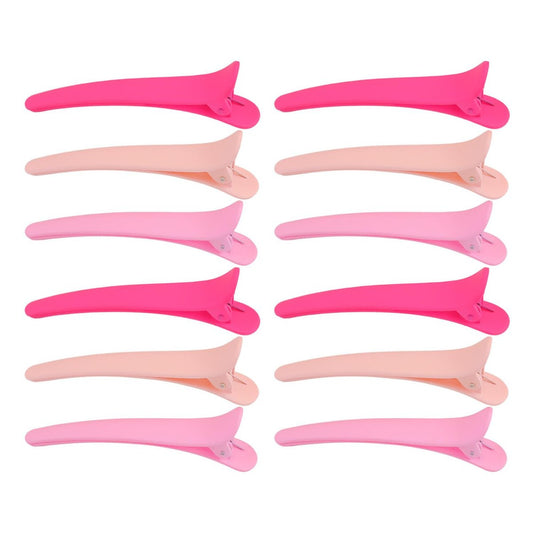 12er-Pack Haarklammern für Styling und Abteilen: Entenschnabel-Haarklammern für Frauen, Alligator-Haarklammern aus Kunststoff, rutschfeste Haarnadeln für Profi-Salon, 7,5 cm, 3 Farben