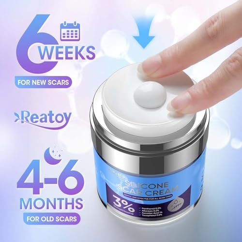Reatoy Silikon Narbencreme für Operationsnarben, 3% Dimethicon Komplex Silikon Narbengel für alte & neue Narben, Kaiserschnitt, Schwangerschaft, Akne, Verletzungen, Keloid, Verbrennungen, nicht reizendes Narbenentfernungscreme (55 ml)