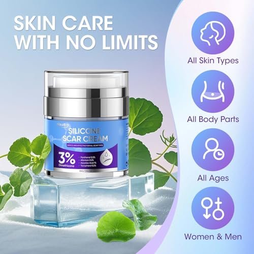 Reatoy Silikon Narbencreme für Operationsnarben, 3% Dimethicon Komplex Silikon Narbengel für alte & neue Narben, Kaiserschnitt, Schwangerschaft, Akne, Verletzungen, Keloid, Verbrennungen, nicht reizendes Narbenentfernungscreme (55 ml)
