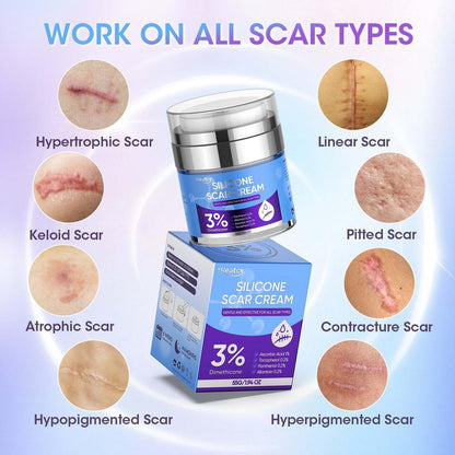 Reatoy Silikon Narbencreme für Operationsnarben, 3% Dimethicon Komplex Silikon Narbengel für alte & neue Narben, Kaiserschnitt, Schwangerschaft, Akne, Verletzungen, Keloid, Verbrennungen, nicht reizendes Narbenentfernungscreme (55 ml)