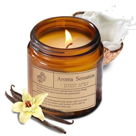 ARCASA Bio Kokos-Vanille Kerzen – Ungiftige Sojakerzen für Zuhause, Stressabbau & Meditation (200g)