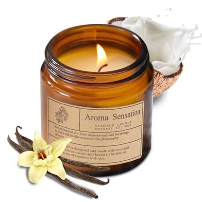 ARCASA Bio Kokos-Vanille Kerzen – Ungiftige Sojakerzen für Zuhause, Stressabbau & Meditation (200g)