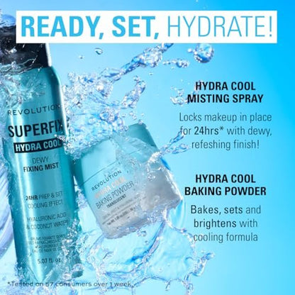 Revolution Superfix Hydra Cool Prep + Fix Continuous Fixing Mist – Feuchtigkeitsspendender Fixierungsspray für Make-up mit Aloe Vera, vegan & tierversuchsfrei, 169 ml