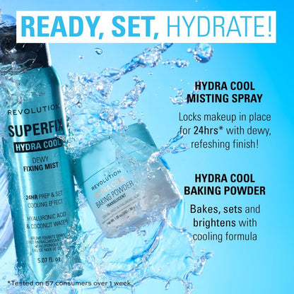 Revolution Superfix Hydra Cool Prep + Fix Continuous Fixing Mist – Feuchtigkeitsspendender Fixierungsspray für Make-up mit Aloe Vera, vegan & tierversuchsfrei, 169 ml