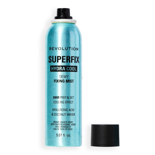 Revolution Superfix Hydra Cool Prep + Fix Continuous Fixing Mist – Feuchtigkeitsspendender Fixierungsspray für Make-up mit Aloe Vera, vegan & tierversuchsfrei, 169 ml