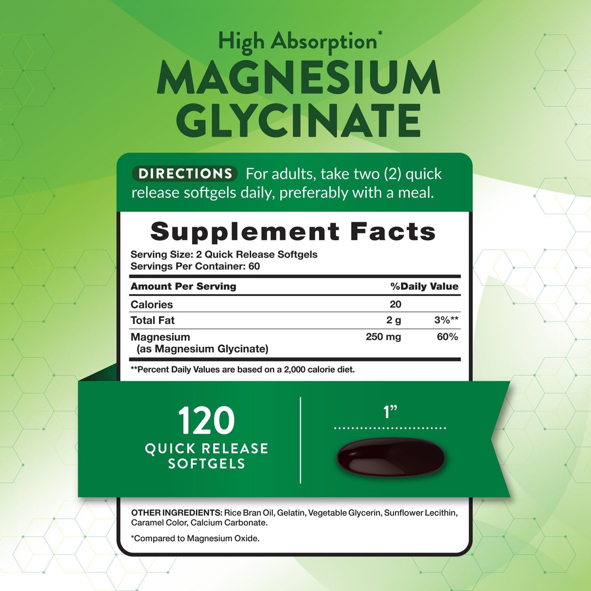 Nature's Truth Magnesium Glycinat 250 mg | 120 Softgels | Hochdosiert & Gut Absorbierbar | Non-GMO & Glutenfrei | Mineralstoffpräparat