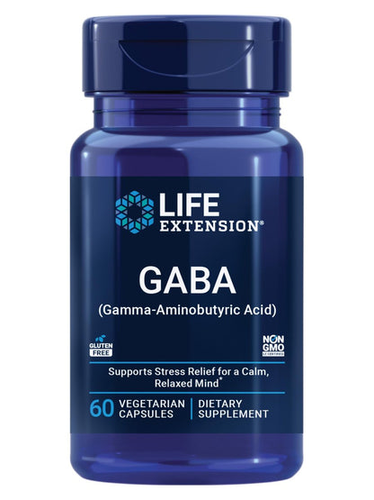 Life Extension GABA – Stressabbau, Stimmungsunterstützung, Schlaf & Entspannung, 60 Kapseln