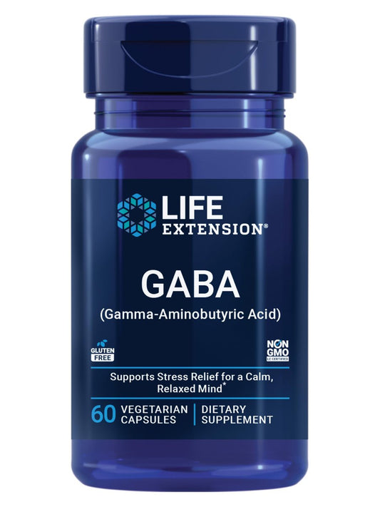 Life Extension GABA – Stressabbau, Stimmungsunterstützung, Schlaf & Entspannung, 60 Kapseln