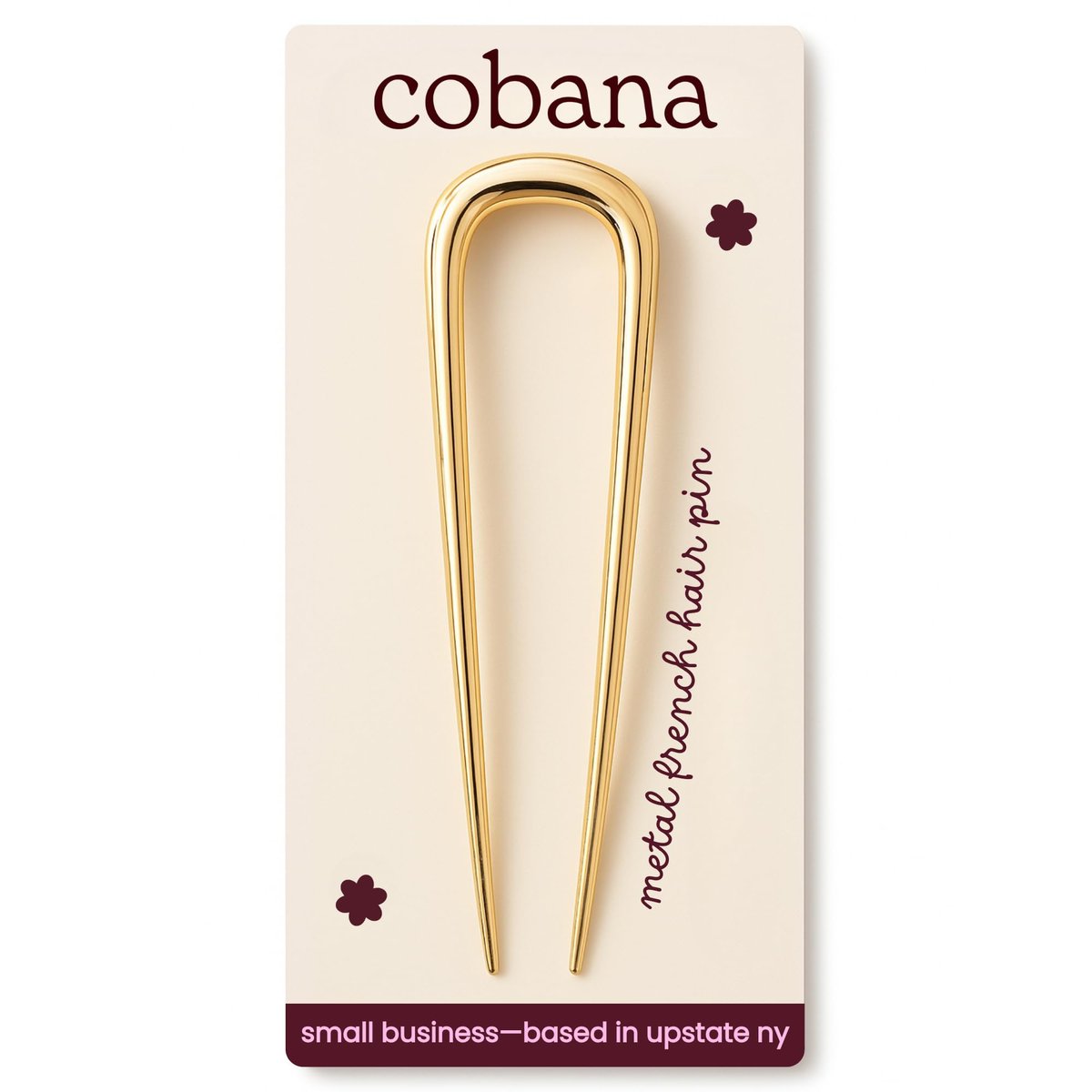Cobana French Haarnadel – 5 Zoll goldene Metallnadel für Dutts, Twists & Hochsteckfrisuren – Sicherer Halt für mittleres bis dickes Haar – Leichtes Styling-Accessoire für Frauen
