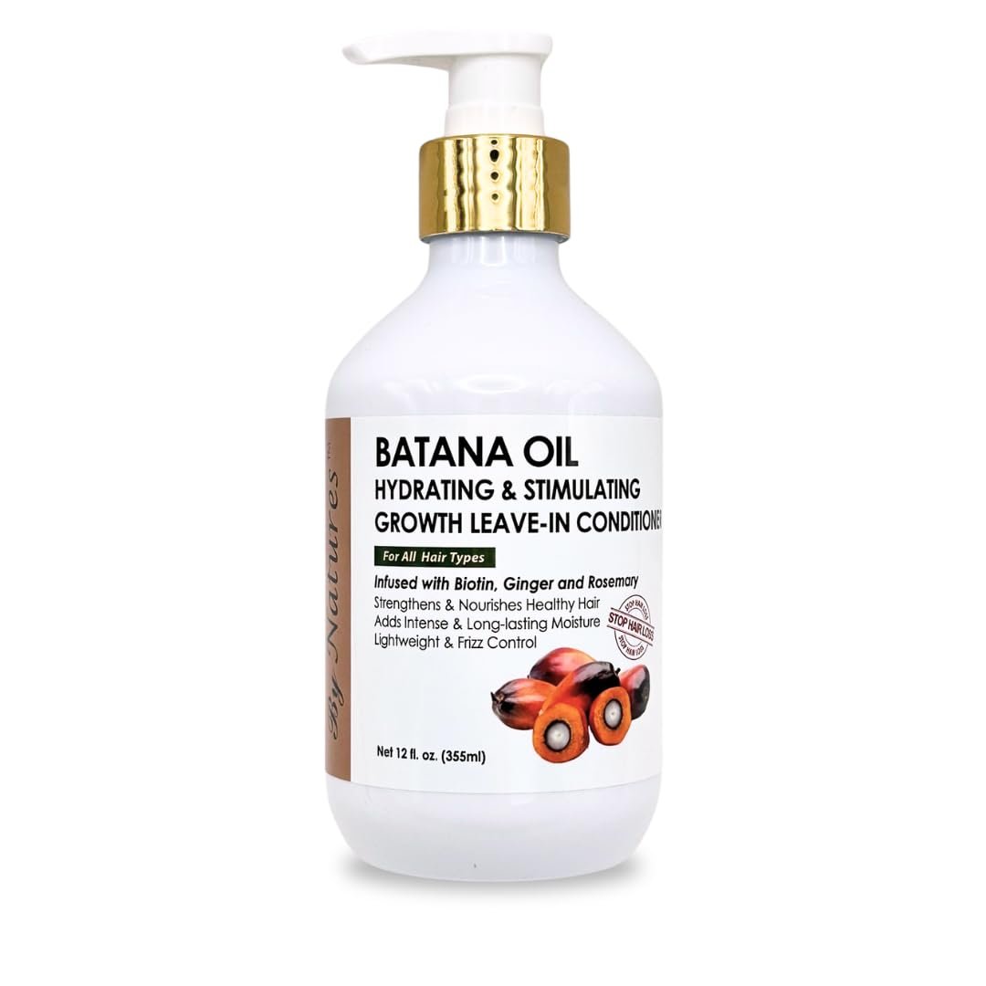 By Natures Batana Oil Feuchtigkeitsspendender & Wachstumsfördernder Leave-In Conditioner 12 fl.oz - Angereichert mit Biotin, Ingwer und Rosmarin