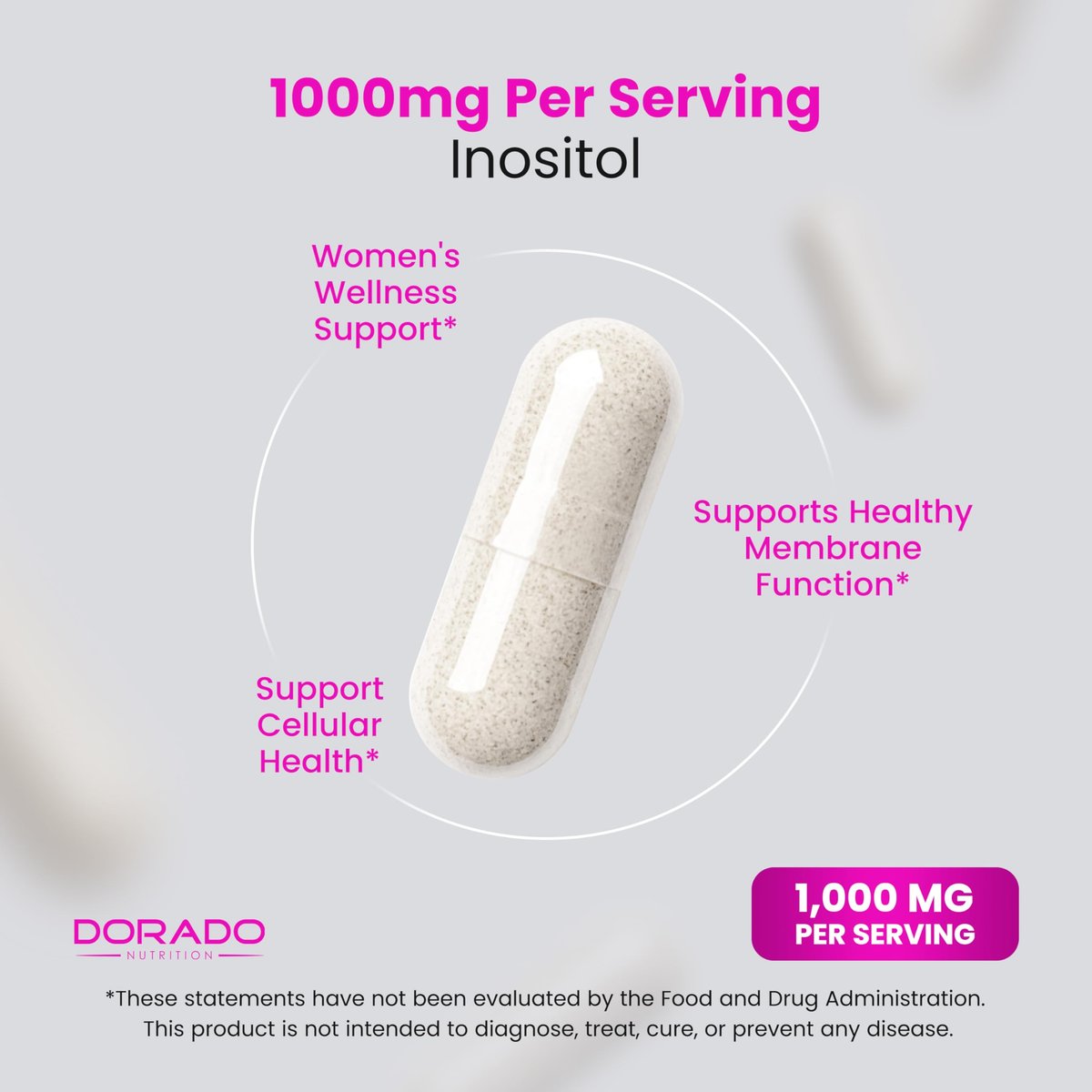 Inositol Kapseln (Myo-Inositol) (1000 mg pro Portion, 120 Kapseln) - Myo-Inositol Ergänzung für Hormonbalance bei Frauen - Vegan, Laborgeprüft, Glutenfrei & Hergestellt in den USA (120 Stück)