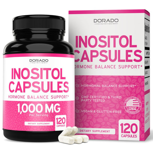 Inositol Kapseln (Myo-Inositol) (1000 mg pro Portion, 120 Kapseln) - Myo-Inositol Ergänzung für Hormonbalance bei Frauen - Vegan, Laborgeprüft, Glutenfrei & Hergestellt in den USA (120 Stück)