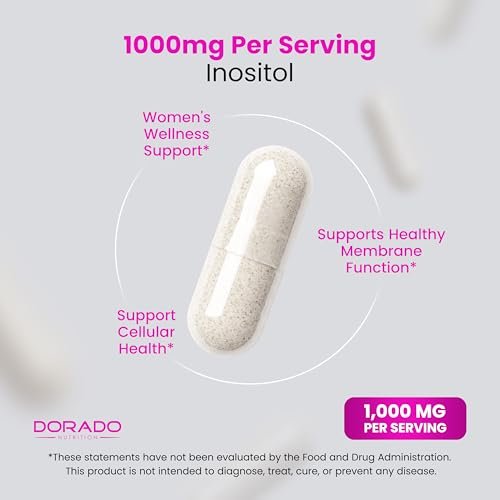 Inositol Kapseln (Myo-Inositol) (1000 mg pro Portion, 120 Kapseln) - Myo-Inositol Ergänzung für Hormonbalance bei Frauen - Vegan, Laborgeprüft, Glutenfrei & Hergestellt in den USA (120 Stück)