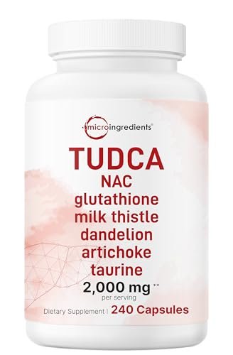 Micro Ingredients TUDCA Galle Bile Salze 2.000 mg Nahrungsergänzungsmittel, 240 Kapseln | 7-in-1 Komplex mit NAC, Mariendistel, Glutathion, Löwenzahn & Artischocke | Extra starke Tauroursodeoxycholsäure | Non-GMO
