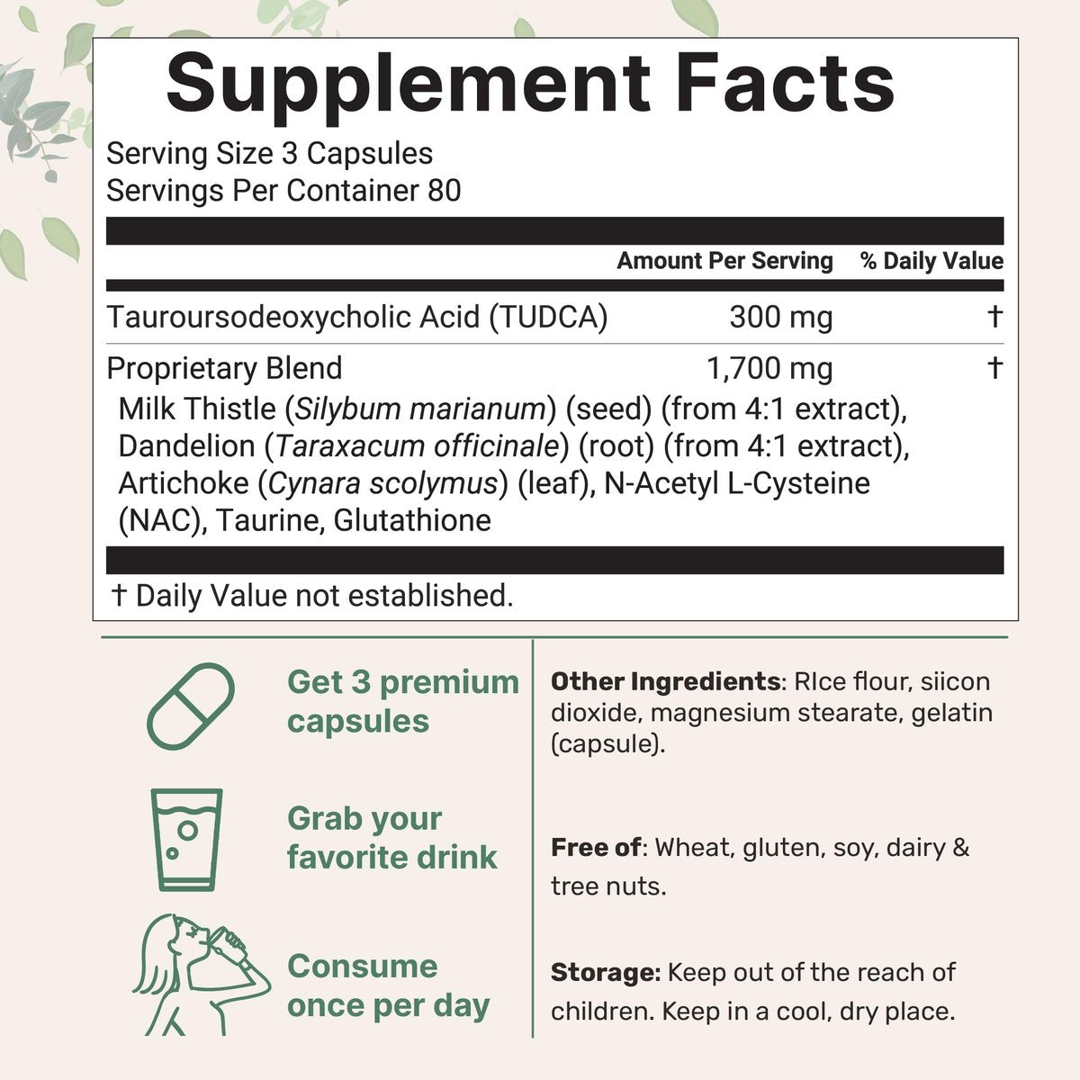 Micro Ingredients TUDCA Galle Bile Salze 2.000 mg Nahrungsergänzungsmittel, 240 Kapseln | 7-in-1 Komplex mit NAC, Mariendistel, Glutathion, Löwenzahn & Artischocke | Extra starke Tauroursodeoxycholsäure | Non-GMO