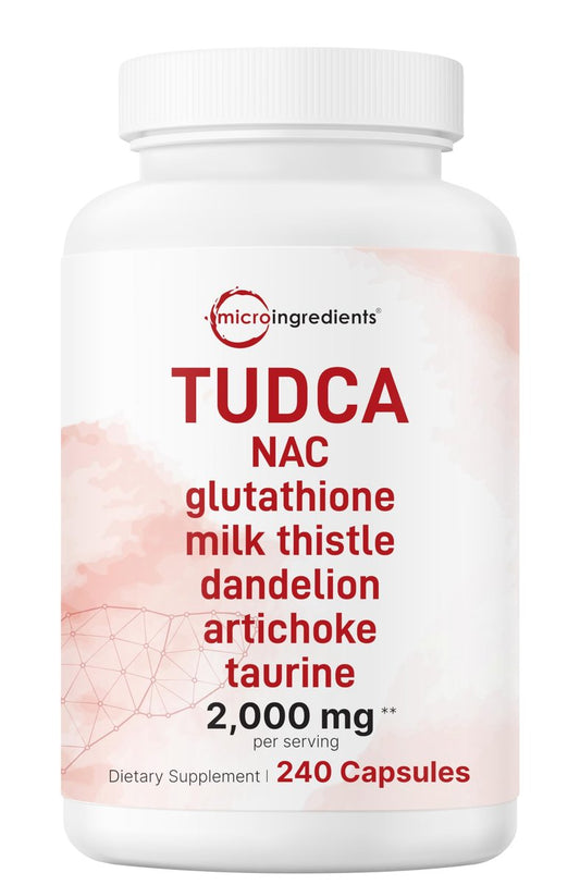 Micro Ingredients TUDCA Galle Bile Salze 2.000 mg Nahrungsergänzungsmittel, 240 Kapseln | 7-in-1 Komplex mit NAC, Mariendistel, Glutathion, Löwenzahn & Artischocke | Extra starke Tauroursodeoxycholsäure | Non-GMO